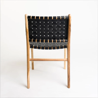 Chaises de salle à manger en teck massif de style nordique avec assise en cuir tressé pour la maison, le bar, l'appartement, l'entrepôt, l'usage commercial, les cafés, les restaurants