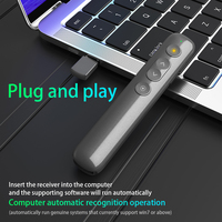 Presentador Inalámbrico USB de 2.4GHz, Control Remoto Portátil con Lápiz Láser Rojo, Alcance de 30m y Función de Subir/Bajar Página para PowerPoint