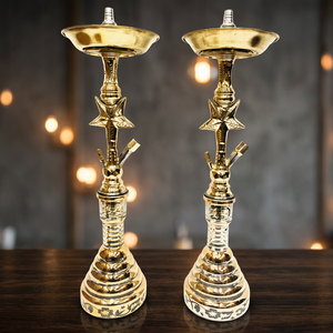 Nueva llegada: Cachimbas Farida Luxury Midi de latón, juego completo, modelo Star con técnica de lacado, tipo curvado, grabado a mano profundo, 65 cm - Product Image 3