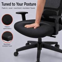 Chaise de bureau la plus vendue, siège moulé en mousse, accoudoirs 3D réglables, base en nylon noir, chaise de bureau ergonomique pour poste de travail à distance