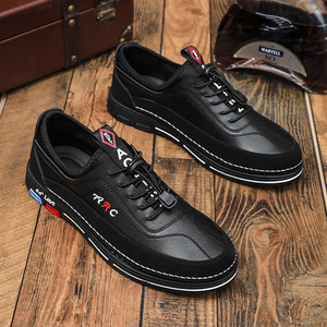 Baskets décontractées en cuir PU pour hommes, à enfiler, avec lacets élastiques, pour le quotidien et les affaires - Product Image 3