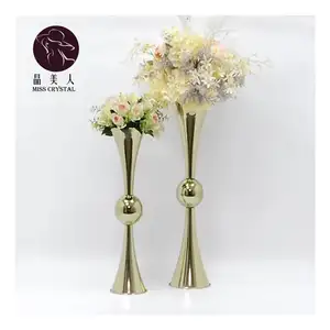 Factory Price Wholesale 25" and 29" Tall Reversible Gold Black Trumpet Vase for Wedding Centerpieces