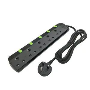 High Quality UKCA Safety Mark Smart 5 AC Outlets Power Strip UK Plug Extension Lead for Wall socket