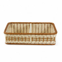 Panier de rangement tissé bicolore avec séparateur, plateau rectangulaire en plastique PP, organisateur écologique, simplicité moderne, pour cuisine, pain et fruits