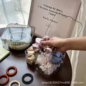 Caja de almacenamiento transparente con tapa abatible, organizador de joyas de plástico con tapa para escritorio, uso doméstico, contenedor pequeño a prueba de polvo - Product Image 3