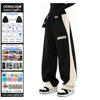 Pantalon décontracté personnalisé pour femme, coupe baril, streetwear, en molleton, taille haute, style vintage Y2K, jambe large, patchwork, baggy