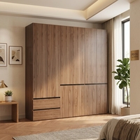 Armoire de chambre à coucher avec panneau plat en verre massif, intégrée au plafond, pour appartement, avec unité combinée à double tiroir central, mobilier de maison