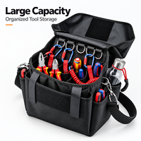 Sac à bandoulière pour électricien, robuste, personnalisé avec logo, multi-poches, pochette pliable avec 4 anneaux en D