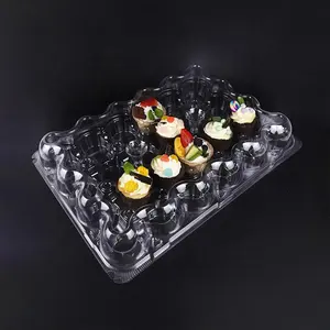 Confezione da Dessert per alimenti per animali domestici in PVC con scatola di imballaggio in plastica trasparente personalizzata a 24 fori per Cupcake