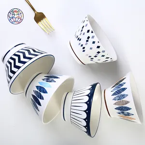 Yong sheng Mikrowellen geeignet 5 Zoll Soba Pasta Udon Nudel schale Ramen Keramik Japanische Reiss chale Set
