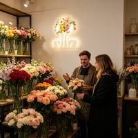 Vase à fleurs décoratif avec enseigne néon LED, décoration murale néon pour fleuriste et maison bohème
