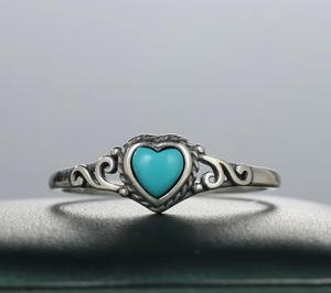 Natural <b>Turquoise</b> Heart Ring 925 Sterling Silver | 5 MM Heart Cut Genuine <b>Turquoise</b> Gemstone | Romantic Wedding Handmade Fine - Product Image 6