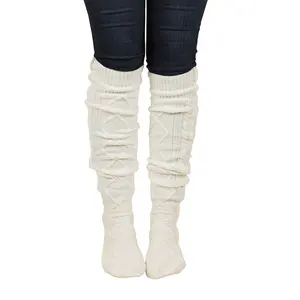 Sur Genou Haute femmes Bas Femelle Long Slouch Chaussettes D'hiver À Tricoter Cuisse Haute Sur Le Genou Chaussettes