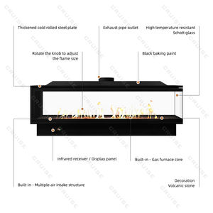 เตาผิงแก๊สธรรมชาติแบบเหลว CRUISE หัวเผาแบบเส้นตรง ไม่มีช่องระบายอากาศ แบบฝัง มองเห็นเปลวไฟได้สามด้าน - Product Image 5