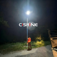Farola Solar LED Cishine IP65 Impermeable, Todo en Uno, con Iluminación de Cuatro Lados, Amplia Área de Iluminación, Ahorro de Energía para Iluminación Vial