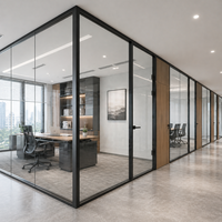 Système de cloisons de bureau en aluminium, panneaux de cloison modulaires pour bureau, porte en verre, séparateur de poste de travail de bureau