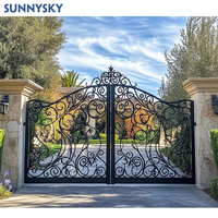 Sunnysky Portes de jardin automatiques en fer forgé personnalisées Porte d'entrée coulissante électrique design pour l'extérieur
