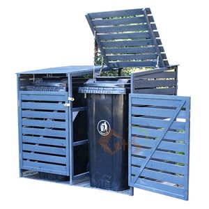 Bahçe açık ahşap çift geri dönüşüm çöp kutusu depolama mağaza kapak çöp döken Wheelie <span class=keywords><strong>Bin</strong></span> döken - Product Image 2