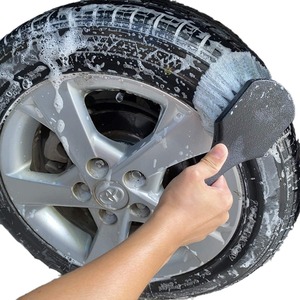 Car Tire Brush Short Handle Gray Plastic For Wheel Rim <b>Cleaning</b> - Product Image 3