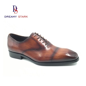 Chaussures Oxford pour homme en cuir véritable italien de haute qualité, design unique fait main, durables, confortables, style vintage, pour l'automne, formelles, à lacets. - Product Image 1