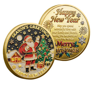 เหรียญที่ระลึกคริสต์มาสลายซานตาคลอส ดีไซน์ใหม่ ปี 2025 งานโลหะแกะสลัก ของที่ระลึกงานเทศกาล ชุบทอง - Product Image 4