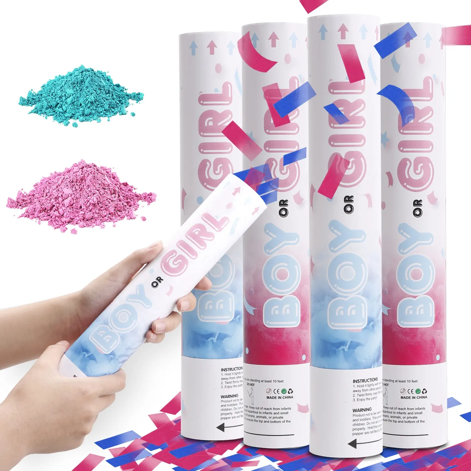 Blue Pink Gender Reveal Cannon Babyparty-Party liefert biologisch abbaubare Konfetti-Launcher-Kanone