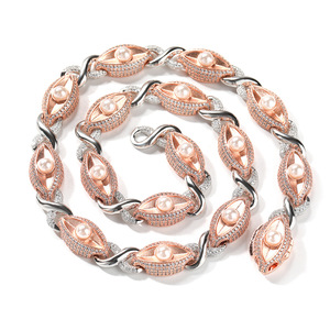 Collar Infinito con <span class=keywords><strong>Ojos</strong></span> de Perla Incrustados, Joyería Hip Hop Rap Vintage, Cadena con Eslabones Infinitos con <span class=keywords><strong>Ojos</strong></span> de Circonita Cúbica para Hombre - Product Image 2