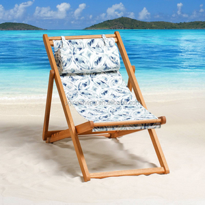 Chaise longue pliante en bois chaise de plage portable - Product Image 6