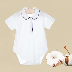 Organic Cotton Baby Bodysuit Customize Baby Peter Pan Collar Romper Wholesale Baby Sleep Suit Newborn Onesie Infant Clothes