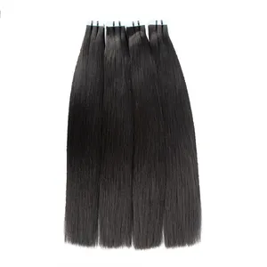 Wholesale Indian Yaki Straight Natural Color Remy 100% Human Hair Double Drawn Invisible Virgin Tape In Hair Extension