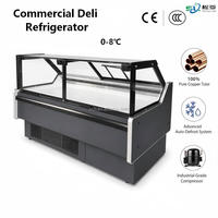 Equipo de Refrigeración para Carnes de Supermercado, Exhibidor de Carnes con Puertas de Vidrio Curvo para Alimentos de Charcutería