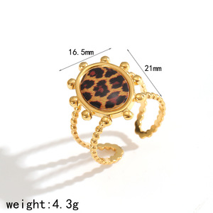 แหวนสแตนเลสลายเสือดาวสำหรับผู้หญิงดีไซน์เปิดเครื่องประดับระดับไฮเอนด์อุปกรณ์เสริมสำหรับงานปาร์ตี้รูปทรงเรขาคณิตรูปแบบสัตว์ - Product Image 5