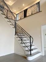 Prima Luxury Indoor Treppen geländer Verzierter vergoldeter schmiede eiserner Handlauf mit Blumen schnitzereien