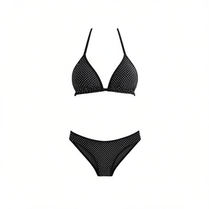 Set bikini HDJ con top e slip triangolari e design a pois, taglia 44 46, per abbigliamento da spiaggia - Product Image 1