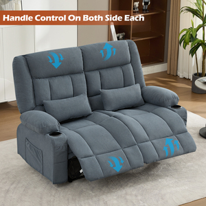 Convertible Recliner Loveseat Set with Cup Holders for Apartment Living Room-Manual Oversized Ergonomic Design - Product Image 6