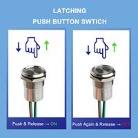 Interrupteur à bouton-poussoir 19MM 10A en acier inoxydable 12V à verrouillage avec anneau LED lumineux, étanche IP67, équipement industriel