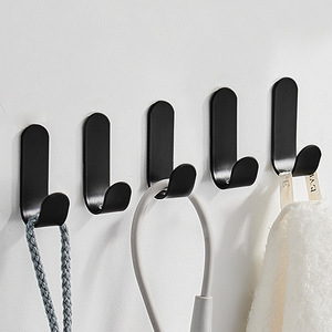 Wall Mounted Hooks Black Powder Coated No Drill Installation Kitchen <b>Storage</b> Organizer <b>For</b> Pots Pans Ladles Spatulas - Product Image 1