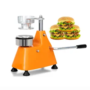 商用100毫米不粘手动汉堡肉饼压榨机橙色鸡肉汉堡设定机