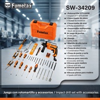 Kit de perceuse à percussion FUMETAX 127V 600W avec embouts de tournevis, pinces, marteau perforateur