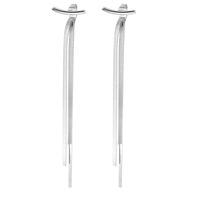 Boucles d'oreilles pendantes minimalistes en acier inoxydable en forme de lune avec longue pampille et barre courbée - Cadeau - Vente en gros