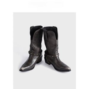 Botas Retro de Invierno para Mujer, Botas de Motociclista con Tacón de Bloque - Product Image 1