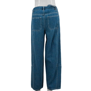 2025 femmes <span class=keywords><strong>taille</strong></span> haute pantalon droit décontracté Stretch <span class=keywords><strong>jean</strong></span> léger lavé Denim vente chaude Design à la mode - Product Image 4