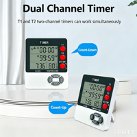 2-Kanal Digitaler Küchentimer mit Doppel-Countdown, Zeit- und Temperaturanzeige, Lautem Alarm, Uhr und Magnet