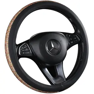 Steering Wheel Cover for Women Men Bling Bling Crystal Diamond Sparkling Car SUV Wheel Protector Universal Fit 15 Inch