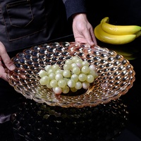 Assiette à fruits ronde en verre à motif uni de style européen créatif pour salon, table basse, KTV, hôtel, usage commercial