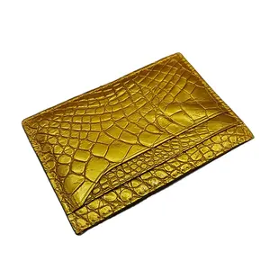 Hotsale metalik altın gerçek egzotik hakiki timsah derisi deri kartlık lüks cüzdan erkekler