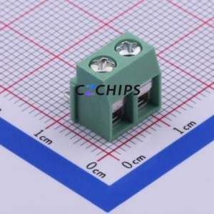 JL126R-50002G01 Screw Terminal Block Bent Lead Through Hole,P=5mm Connector 1x2P 5mm Green Right Angle Insert - Product Image 1