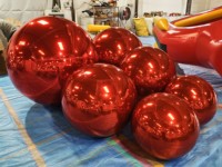 Décoration boule à miroir gonflable ballon miroir sphère miroir géant pour la fête boule rouge scellée grande boule brillante couleur rouge