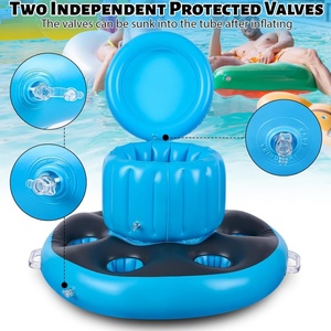 PVC Inflatable Floating Cooler 23.6*13.8 Inch with 6 Cup Holders and 2 Handles for Lake <b>Pool</b> Drink Floats <b>Pool</b> Party Beach Lake - Product Image 4