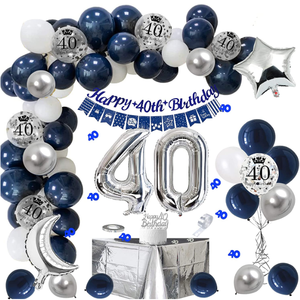 Arco <span class=keywords><strong>de</strong></span> guirnalda <span class=keywords><strong>de</strong></span> globos metálicos plateados azul marino con adornos para pasteles, manteles para decoración <span class=keywords><strong>de</strong></span> fiesta <span class=keywords><strong>de</strong></span> <span class=keywords><strong>cumpleaños</strong></span> <span class=keywords><strong>18</strong></span>, kit <span class=keywords><strong>de</strong></span> suministros - Product Image 2